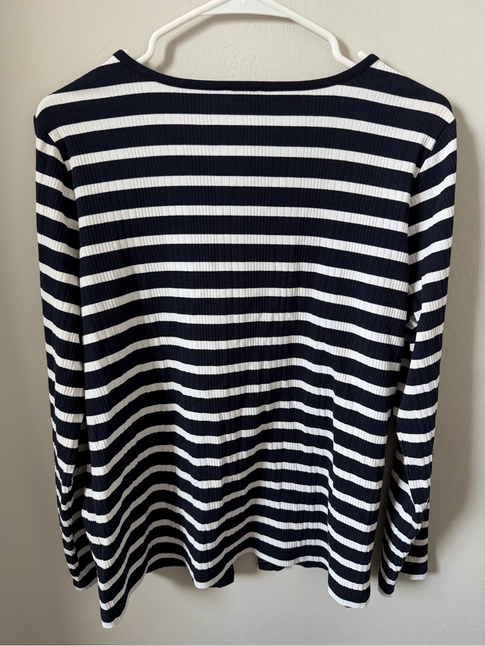 Talbots Navy and White Striped Ribbed Button Cardigan - Picture 4 of 4